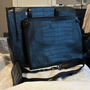 BEIS Large Work Tote in Black Croc